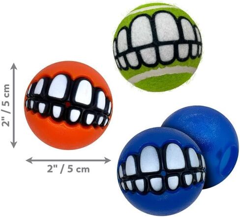 KONG Grinz by Rogz Variety Packs - Durable Bouncy Balls with Grinz Teeth (Small 3 Pack) in Saudi Arabia