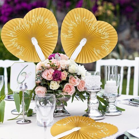 Pinkunn 120 Wedding Favors fan Wedding White Folding Fans Handheld Fan Thanks for Celebrating with Us Fan Paper Fans Bulk Bridesmaid Gift for Bridal Wedding Dancing Props Church Anniversary Party in Kuwait