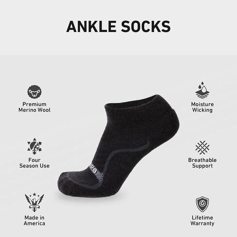 GRIP6 Wool No Show Socks -Merino Wool Socks Made in the USA- Lightweight Wool Hiking Socks -Warm Ankle Socks for Men & Women in Saudi Arabia