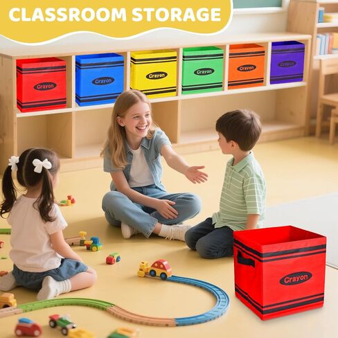 6Pcs Colorful Cubes Fabric Storage Bins Crayon Cubby Cubes with Handles Rainbow Classroom Book Toy Storage Back to School Supplies for Playroom Nursery Organizer(6 Pcs) in Saudi Arabia