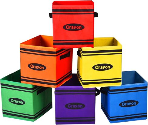 6Pcs Colorful Cubes Fabric Storage Bins Crayon Cubby Cubes with Handles Rainbow Classroom Book Toy Storage Back to School Supplies for Playroom Nursery Organizer(6 Pcs) in Saudi Arabia