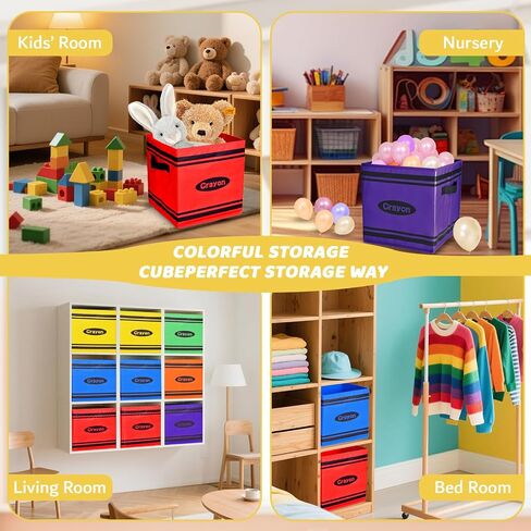 6Pcs Colorful Cubes Fabric Storage Bins Crayon Cubby Cubes with Handles Rainbow Classroom Book Toy Storage Back to School Supplies for Playroom Nursery Organizer(6 Pcs) in Saudi Arabia