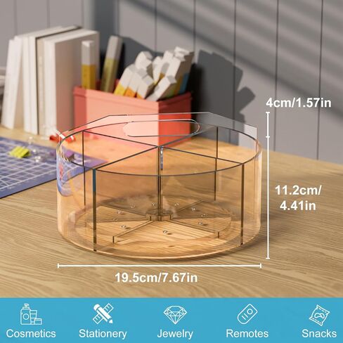 360-degree Rotating Clear Pen Organizer with 6 Compartments, Acrylic Pen Holder with Handle for Desk, Art Supply Organizer for Markers, Paints, and Brushes in Saudi Arabia