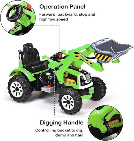 Costzon Ride on Excavator, 12V Battery Powered Construction Vehicles for Kids with Front Loader, Horn, Safety Belt, Treaded Wheels, Ride on Bulldozer Truck, Excavator Ride on Toy Gift for Boys Girls in Saudi Arabia