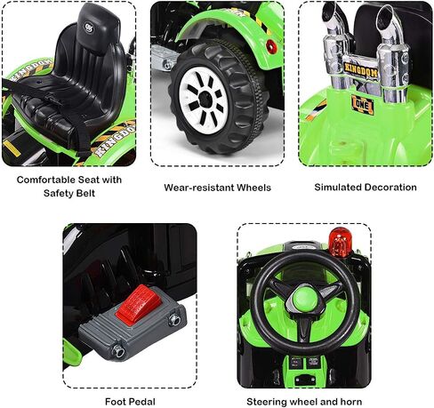 Costzon Ride on Excavator, 12V Battery Powered Construction Vehicles for Kids with Front Loader, Horn, Safety Belt, Treaded Wheels, Ride on Bulldozer Truck, Excavator Ride on Toy Gift for Boys Girls in Saudi Arabia