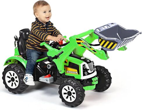 Costzon Ride on Excavator, 12V Battery Powered Construction Vehicles for Kids with Front Loader, Horn, Safety Belt, Treaded Wheels, Ride on Bulldozer Truck, Excavator Ride on Toy Gift for Boys Girls in Saudi Arabia