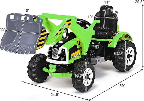 Costzon Ride on Excavator, 12V Battery Powered Construction Vehicles for Kids with Front Loader, Horn, Safety Belt, Treaded Wheels, Ride on Bulldozer Truck, Excavator Ride on Toy Gift for Boys Girls in Saudi Arabia