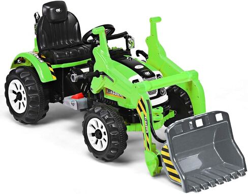 Costzon Ride on Excavator, 12V Battery Powered Construction Vehicles for Kids with Front Loader, Horn, Safety Belt, Treaded Wheels, Ride on Bulldozer Truck, Excavator Ride on Toy Gift for Boys Girls in Saudi Arabia