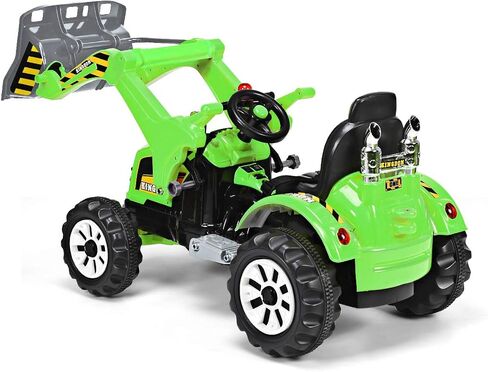 Costzon Ride on Excavator, 12V Battery Powered Construction Vehicles for Kids with Front Loader, Horn, Safety Belt, Treaded Wheels, Ride on Bulldozer Truck, Excavator Ride on Toy Gift for Boys Girls in Saudi Arabia