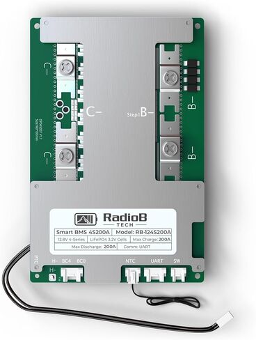 Smart BMS 4S 12V 120A Lifepo4 Lithium Battery Management PCB Protection Board with Balance Leads and Wireless Bluetooth Module - Supports 4 Cells 12.8 Volts DIY Programmable in Saudi Arabia