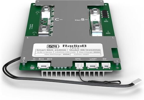 Smart BMS 4S 12V 120A Lifepo4 Lithium Battery Management PCB Protection Board with Balance Leads and Wireless Bluetooth Module - Supports 4 Cells 12.8 Volts DIY Programmable in Saudi Arabia