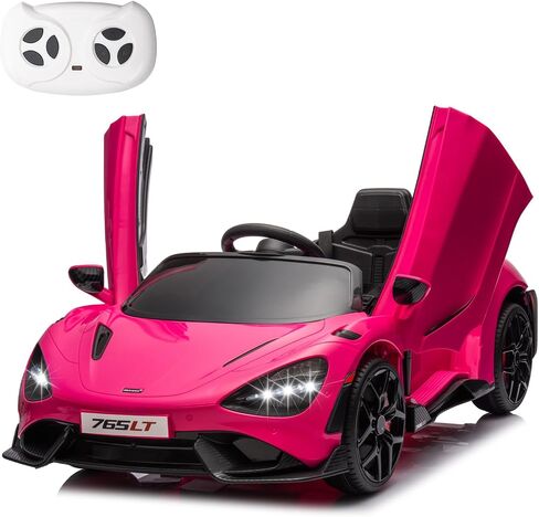 Kids Ride-on Car Licensed McLaren765LT for 3-6Years Old, Electric car 12V Battery Powered Electric Vehicle, w/Parent Remote, Music Player, LED Lights, Smooth Start, 3 Speeds, Pink in Saudi Arabia