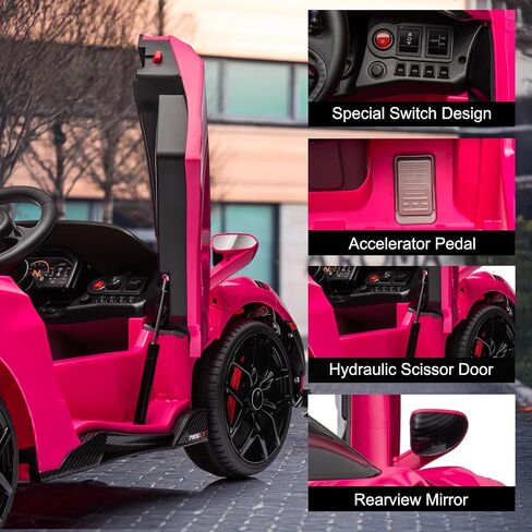 Kids Ride-on Car Licensed McLaren765LT for 3-6Years Old, Electric car 12V Battery Powered Electric Vehicle, w/Parent Remote, Music Player, LED Lights, Smooth Start, 3 Speeds, Pink in Saudi Arabia