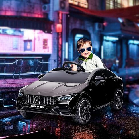 QABA Mercedes-Benz AMG CLA 45 مرخصة من سيارة 12V Kids Carep ، ركوب بالطاقة البطارية على سيارة مع التحكم عن بعد ، عجلات النقل ، تعليق الربيع ، مصابيح LED ، قرن الموسيقى ، أبيض in Saudi Arabia