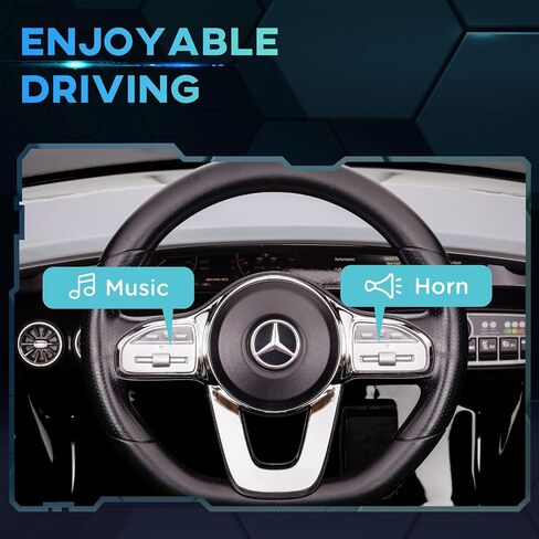 QABA Mercedes-Benz AMG CLA 45 مرخصة من سيارة 12V Kids Carep ، ركوب بالطاقة البطارية على سيارة مع التحكم عن بعد ، عجلات النقل ، تعليق الربيع ، مصابيح LED ، قرن الموسيقى ، أبيض in Saudi Arabia