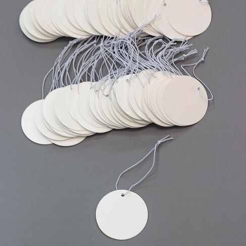 200PCS Paper Price Tags with Elastic Cord Attached,Round Blank Writeable Merchandise Tags for Jewelry, Clothing, Gifts, Crafts Display in Saudi Arabia