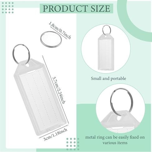 50 Pcs Plastic Key Tags with Labels, Key Labels with Ring and Label Window,Key Identifiers for Luggage, USB Drive, Backpack,Luggage Travels Home Office Classification Gifts Favors Supplies (white) in Kuwait