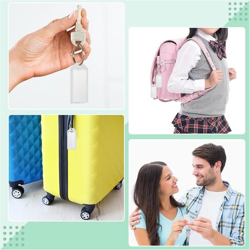50 Pcs Plastic Key Tags with Labels, Key Labels with Ring and Label Window,Key Identifiers for Luggage, USB Drive, Backpack,Luggage Travels Home Office Classification Gifts Favors Supplies (white) in Kuwait