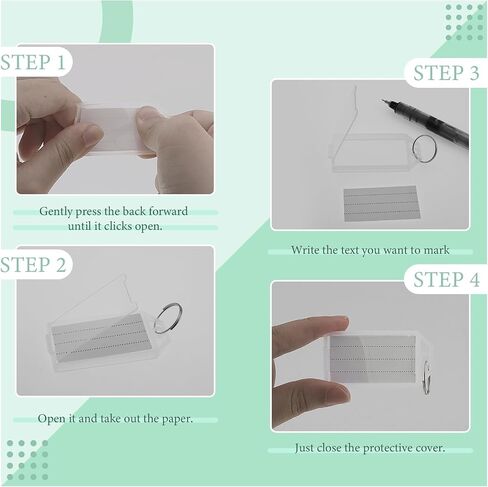 50 Pcs Plastic Key Tags with Labels, Key Labels with Ring and Label Window,Key Identifiers for Luggage, USB Drive, Backpack,Luggage Travels Home Office Classification Gifts Favors Supplies (white) in Kuwait