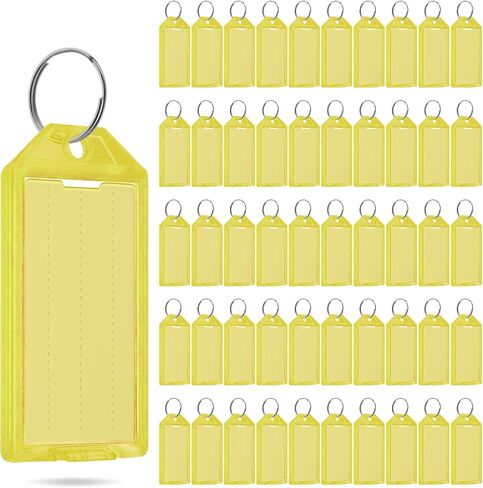 50 Pcs Plastic Key Tags with Labels, Key Labels with Ring and Label Window,Key Identifiers for Luggage, USB Drive, Backpack,Luggage Travels Home Office Classification Gifts Favors Supplies (white) in Kuwait