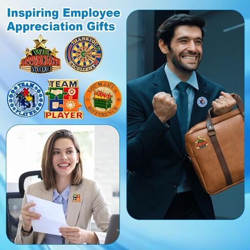 Quelay 50 Set Employee of The Month Lapel Pins 3/4 Inch Outstanding Employee Appreciation Pin Bulk with Cards & Bag Recognition Xcellence Service Motivational Brooches for Teacher Staff in Saudi Arabia
