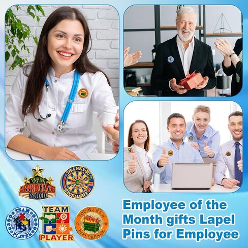 Quelay 50 Set Employee of The Month Lapel Pins 3/4 Inch Outstanding Employee Appreciation Pin Bulk with Cards & Bag Recognition Xcellence Service Motivational Brooches for Teacher Staff in Saudi Arabia
