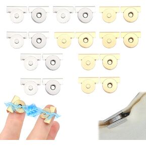 10 Pairs Magnetic Snaps for Purses and Totes–Metal Seamless Magnetic Buckle Clasps, No-Sewing Clip Closures for Bags, Clothing, and DIY Crafts