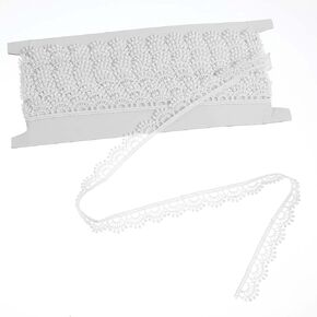 White Lace Ribbon Lace Trim Crocheted Trim DIY Craft Ribbon Scallop Edge for Sewing Making Gift Wrapping Bridal Wedding Decorations Vintage Scalloped Edge Ribbons for Sewing