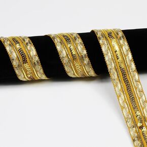 5 Yards，Width 43mm/1.69Inch, Golden lace Trim Craft Ribbon Decorated Gimp Trim for Wedding Bridal, Performance Costumes or Jewelry, Crafts and Sewing （Golden）