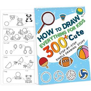 How To Draw Anything for Kids Ages 4-12, 300+ Patterns Step By Step Cute Drawing Books for Grils and Boys Gifts, 30+ Themes Spiral Bound Activity Books How To Draw Everything, Simple Drawing Stuff