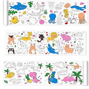 Nicime 236 * 11.8inch 6 Styles Coloring Roll, Animal Transportation Food DIY Drawing Roll for Kid, Children Painting Paper for Classroom Home Wall Supplies Favor