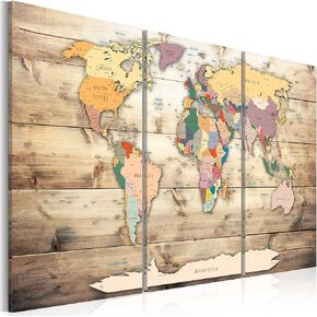 خريطة العالم pinboard World 35x24 in-Cork Board & Canvas Print Wall Art 3 PCS memoboard مع 50 دبابيس لوحة رسائل لوحة الصورة صورة المنزل ديكور السفر K-C-0035-P-F-F-F