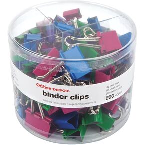 Office Depot® Brand Binder Clip Combo Pack, Assorted Sizes, Assorted Colors, Pack Of 200