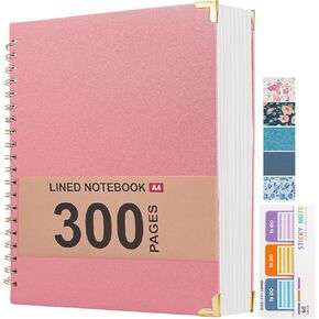Lined Spiral Notebook Journal for Work, 300 Pages Leather 8.5 * 11 College Ruled journals for Writing, Hardcover Notebooks for Note Taking, Perfect for Office Home School Supplies(Pink)