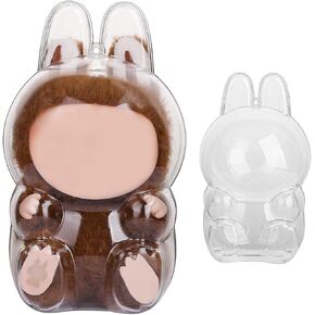 Protective Case Compatible with Labubu Standing/Sitting Figure, Crystal-Clear Hard Display Box with Keychain & Dustproof Cove (Not Included The Doll) (Standing)