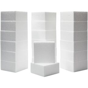 Shape Your Craft - 20 Pack Polystyrene Foam Blocks for Crafts - 4" x 4" x 2" Rectangular Foam Bricks for Flower Arrangements, Art Supplies, School Projects, Wedding Centerpieces, and DIY Projects