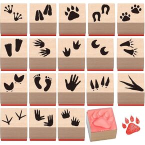18 Pcs Cartoon Pattern Wood Stamps Set Wooden Rubber Holiday Stamps for Card Making Decoration and Scrapbooking Supplies