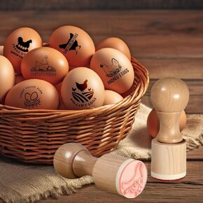 Custom Egg Stamps for Fresh Eggs Stamp | Personalized Chicken Egg Wooden Stamps with Unique Designs Custom Egg Marking for Farm Chicken Coop Branding Gift Giving - Design Template