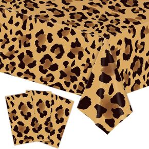 3-Pack Leopard Print Plastic Tablecloths – 54 x 108 Inch Disposable Safari Animal Print Table Covers for Birthday, Jungle Theme Party, and Safari Baby Shower Decorations