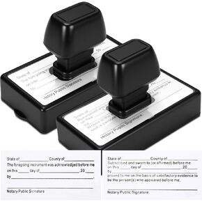 Marspark 2 Pcs Notary Stamps Includes Acknowledgement & Jurat Stamp Self Inking Notary Public Seal Supplies for Sworn and Subscribed, 1.38 x 3.35 inches