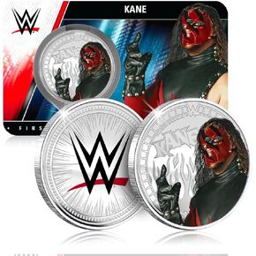 Fantasy Club Kane WWE 32 MM عملة تحصيل رسمية - تحية للوحش الأحمر الكبير والأسطورة المصارعة المتطرفة - إصدار محدود للجماهير وجامعي