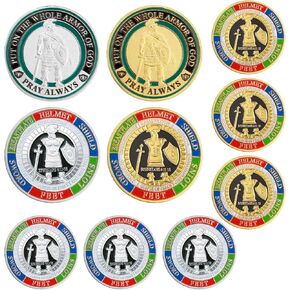 10 Pcs Armor of God Coins, Full Armor of God Custom Coin Set, Christian Religious Prayer Tokens,Bible Study, Military Gifts