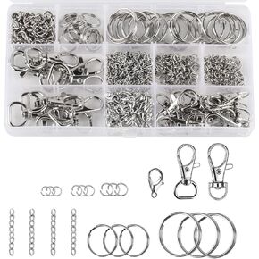 524 Pcs Keychain Making Kit, Key Chain Clips with Jump Rings & Lobster Clasps & Open Rings, Key Chain Making Supplies for Crafts Lanyard Necklace Bracelet Purse DIY