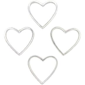 Plastic Heart Rings 12 Pieces - for Arts & Crafts and DIY's (3" Inch Ring) (White)