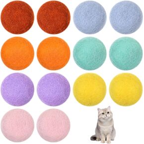 14 PCS Wool Cat Ball Toys, Quiet Play Felt Cat Ball Toys Kitty Kicker Exercise Toy, Fun Colorful Kitty Kitten Toy for Interactive Kitten Balls for Indoor 1.2in