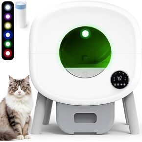 Self Cleaning Cat Litter Box: Extra Large Automatic Litter Box for Multiple Cats, Odor-Free, Smart App Control, Ambient Light with Anti-Tracking Litter Mat
