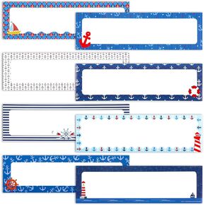 Harloon 48 Pcs Nautical Anchors Name Tags Nautical Name Tags Stickers Name Labels for Classroom with Lighthouse Anchors Sailboats Self Adhesive Labels Tags Student Name Labels (2.48 x 3.46 Inch)