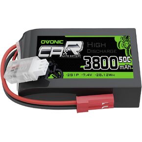 OVONIC 3800mAh 7.4V 2S1P TX Lipo Battery Pack with JST-SYP Plug for The QX7