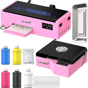EnjoyColor A4 DTF Printer and Oven, DTF Transfer Printer Machine for Dark and Light Fabric Printing (A4 DTF Printer+A4 Oven+Software+5x250ml Ink+A4 DTF Film)