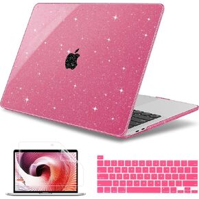 May Chen Compatible with MacBook Pro 13 inch Case 2022 2021 2020 Release A2338 M2 M1 A2251 A2289, Plastic Hard Shell Case Keyboard Cover for MacBook Pro 13 Touch Bar Fits Touch ID, Shining Pink
